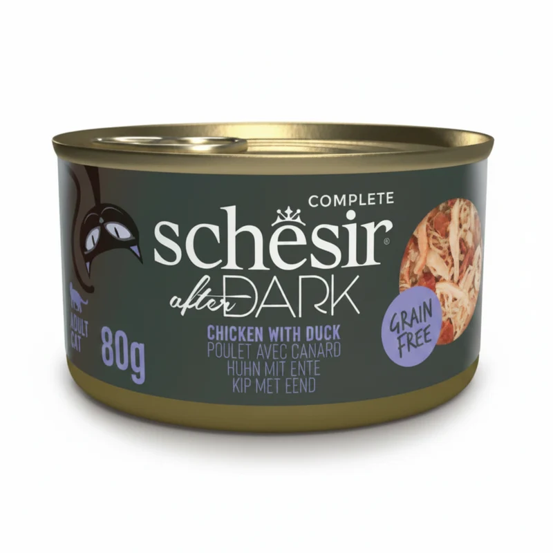 Schesir After Dark Wholefood In Broth Chicken With Duck Wet Cat Food 80G