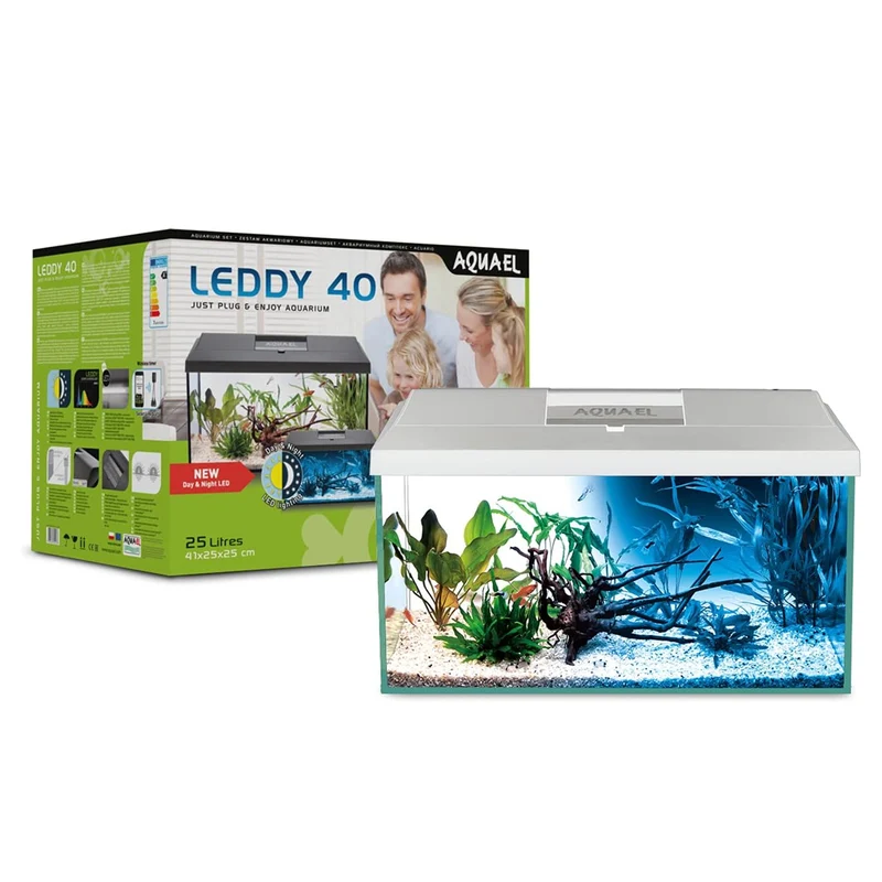 Aquael Leddy Plus Day & Night 2.0 - Glass Aquarium Set With Heater