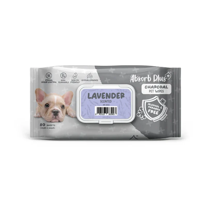 Absorb Plus Charcoal Pet Wipes Lavender Scented