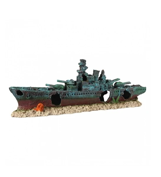 Aqua D'Ella Battleship 2 Ornament for Aquariums 47.5x9.5x17cm