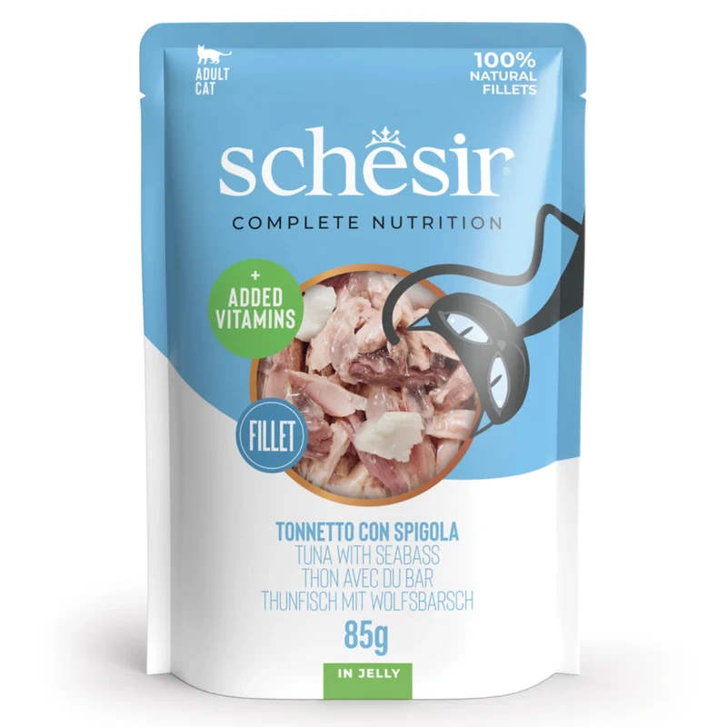 Schesir Tuna with Sea Bass in Jelly Adult Wet Cat Food 85G