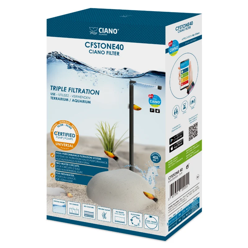 Ciano CF Stone 40 Triple Filtration Filter For Aquariums