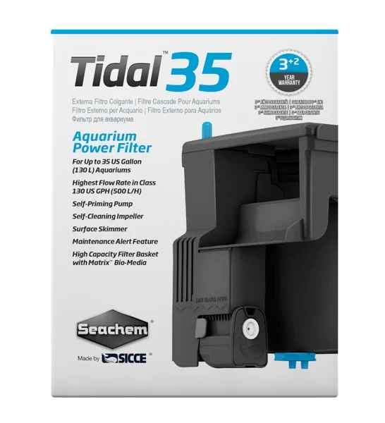 Seachem Hang On Tidal 35 Filter 500 L/H For Aquarium 130L