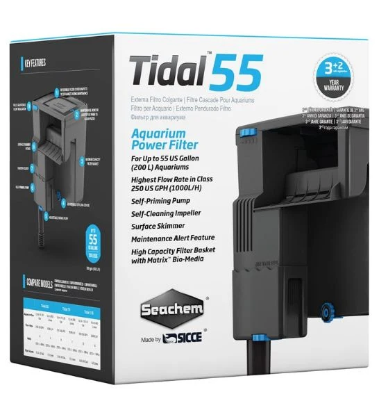 Seachem Hang On Tidal 55 Filter 1000 L/H For Aquarium 200L