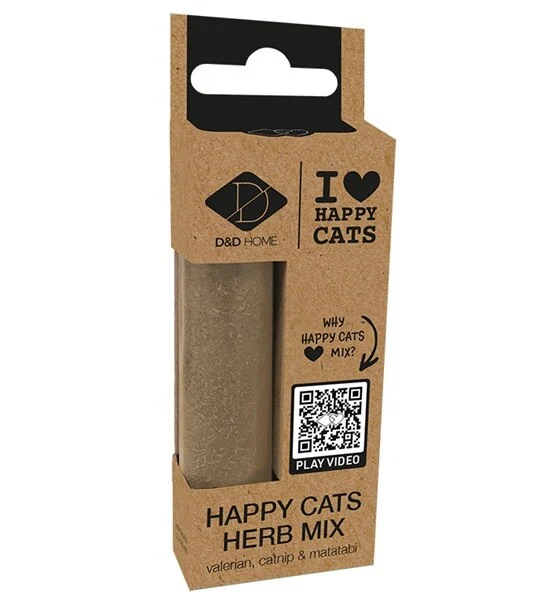 D&D Home I Love Happy Cats Herb Mix Refillable Tubes 1.5x10cm
